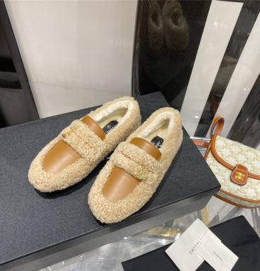 chanel lamb wool loafers