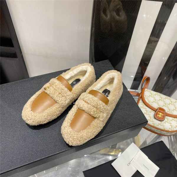 chanel lamb wool loafers