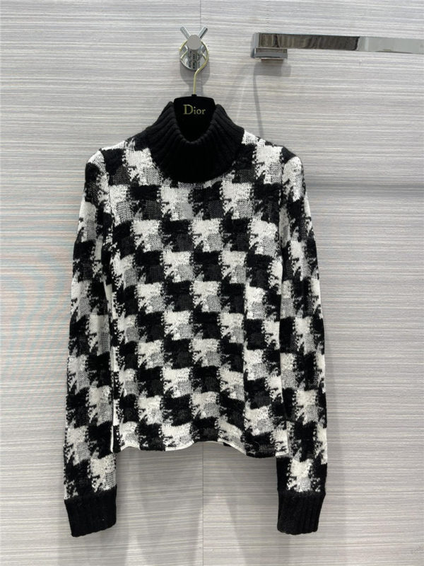 dior houndstooth cashmere top sweater