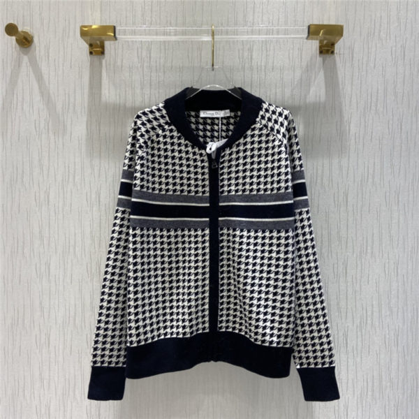 dior classic houndstooth knitted cardigan