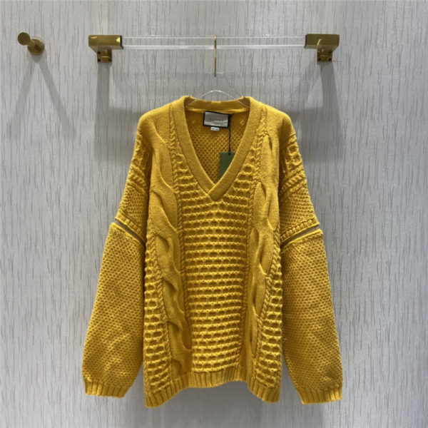 gucci yellow v-neck sweater