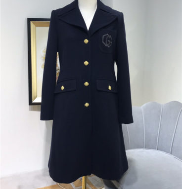 gucci embroidered GG wool coat