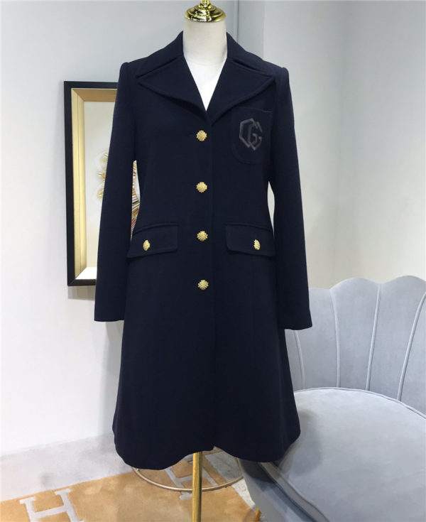 gucci embroidered GG wool coat