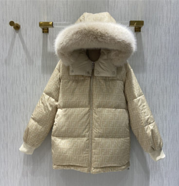 fendi hooded stand-collar down jacket