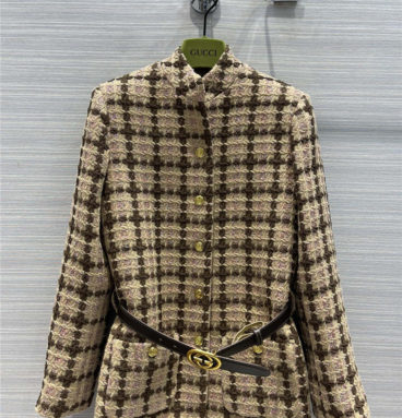 gucci plaid tweed coat