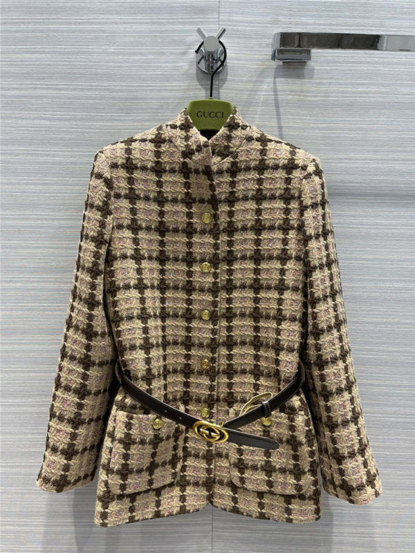 gucci plaid tweed coat