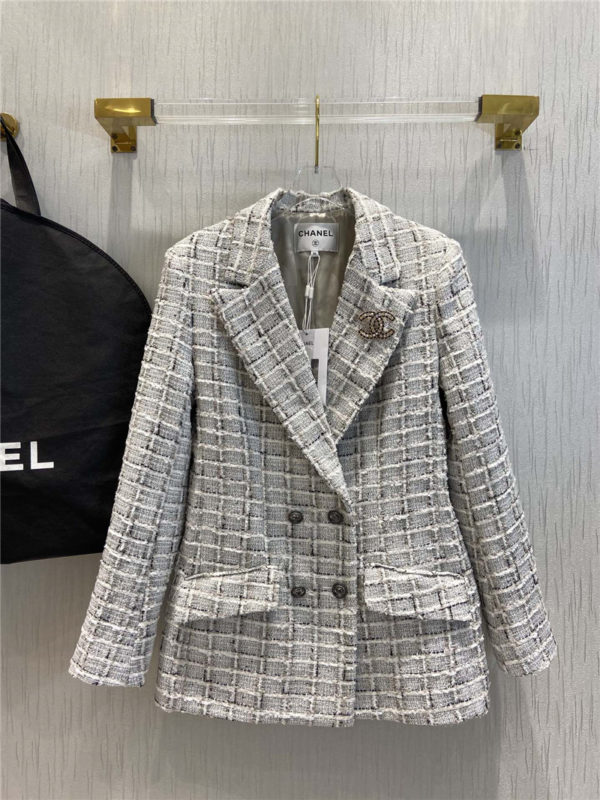 chanel double-breasted tweed coat