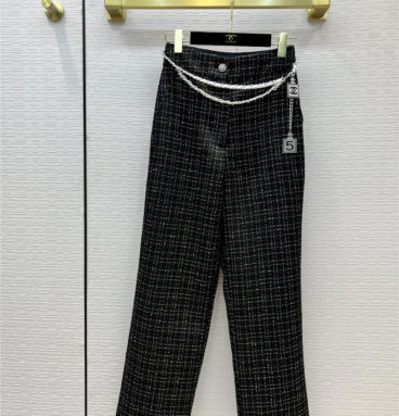 chanel checked tweed trousers