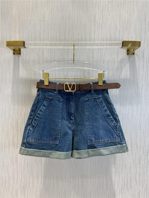 valentino V buckle belt classic denim shorts