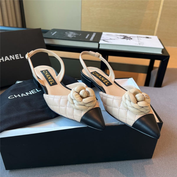 chanel camellia pointed toe sandals