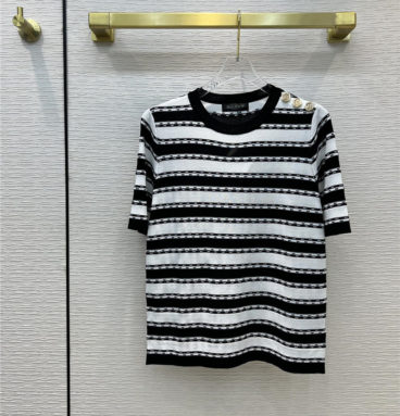 balmain striped knit short-sleeve top