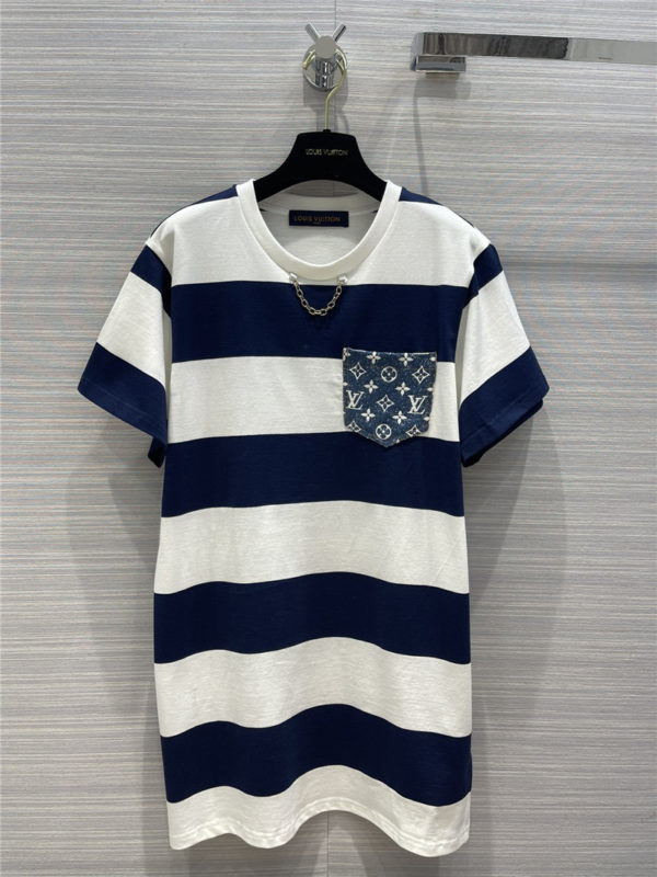 louis vuitton lv blue and white long t skirt