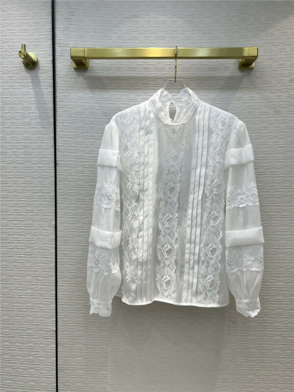 valentino lace embroidered sheer cotton shirt