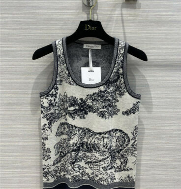 dior jungle animal embroidered wool-knit vest