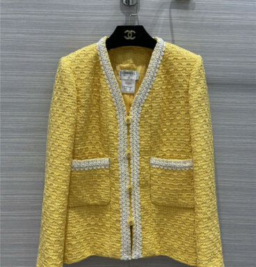 chanel vintage bee yellow coat
