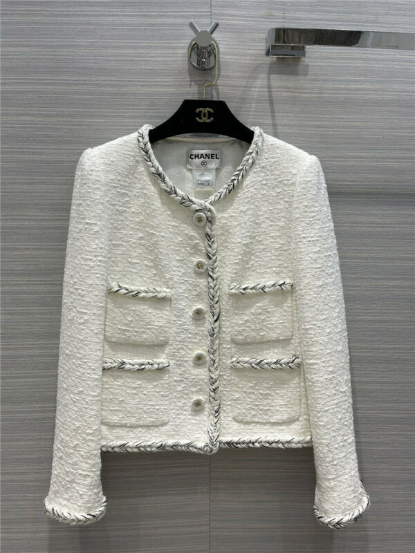 Chanel Braided White Classic Coat