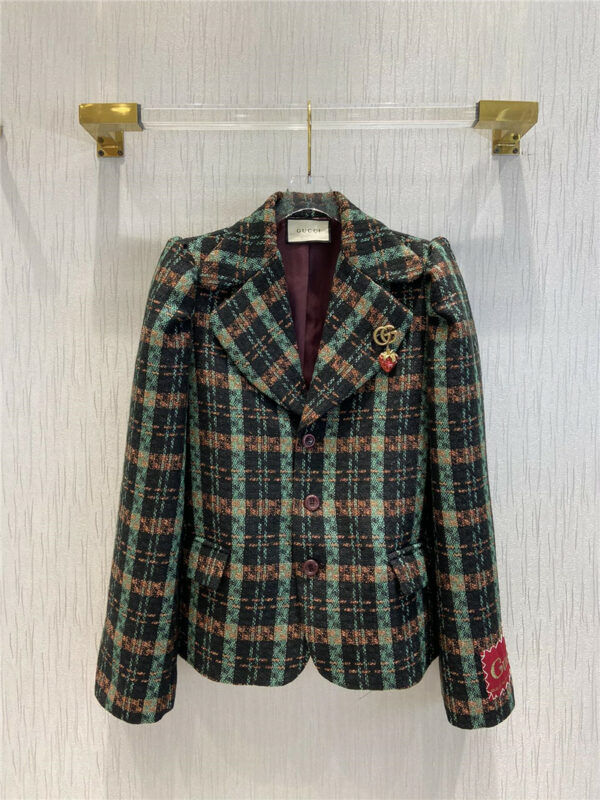gucci colorful tweed coat
