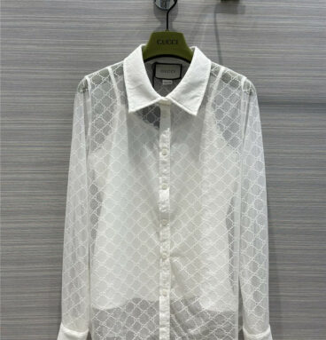 gucci gg jacquard lace white shirt