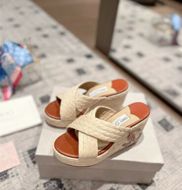 jimmy choo hand-woven platform sandals