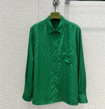 gucci gg green jacquard shirt