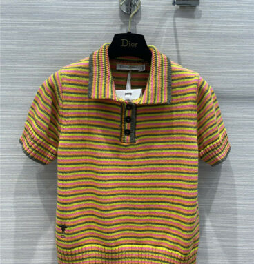 dior striped short-sleeved sweater