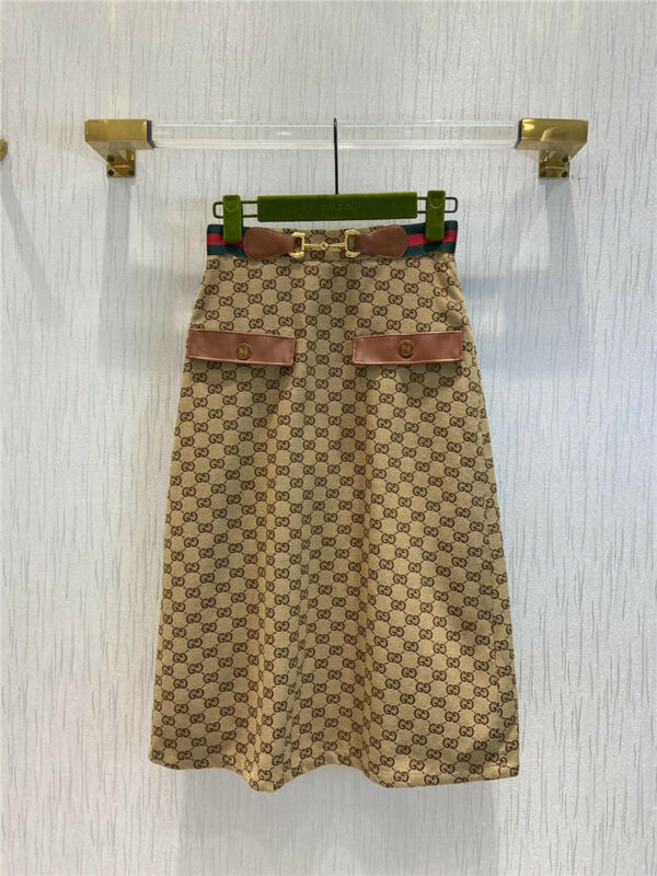 gucci GG jacquard leather skirt