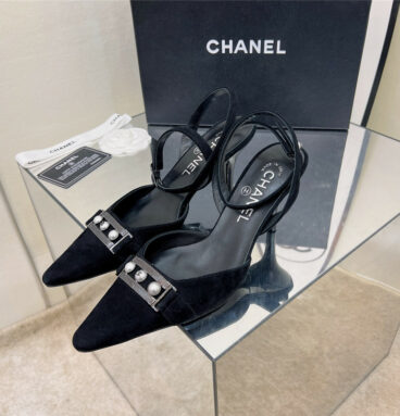 chanel pearl buckle sandals
