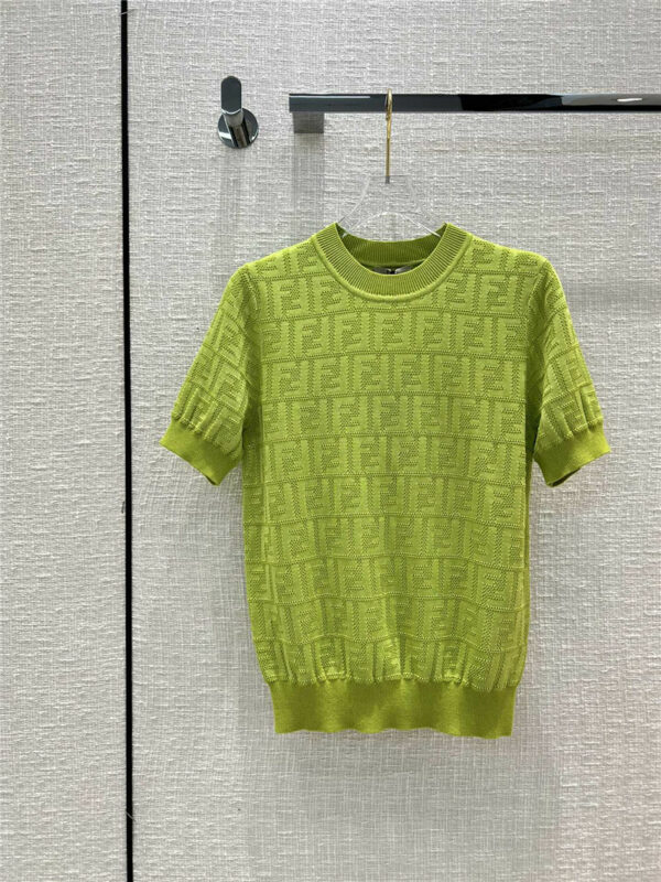 fendi logo knit short-sleeve top