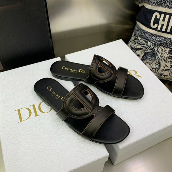 dior CD logo block heel cutout slippers
