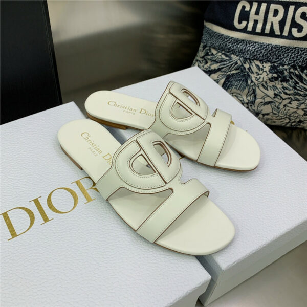 dior CD logo block heel cutout slippers