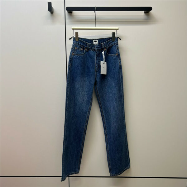 dior blue high waist straight jeans