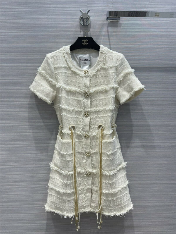 chanel vintage pearl chain dress