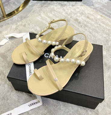 chanel pearl embellished sandals