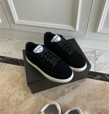 chanel classic diamond suede sneakers
