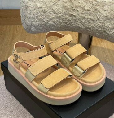 chanel platform velcro sandals