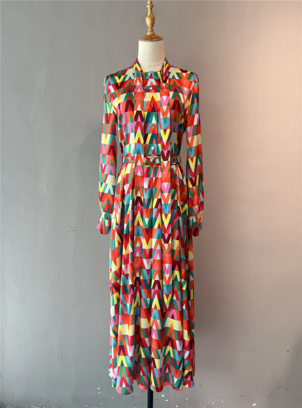 valentino rainbow print silk dress