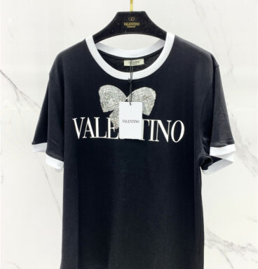 valentino sequin embroidered bow t shirt
