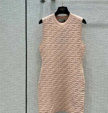 fendi pink embossed ff slim knit dress