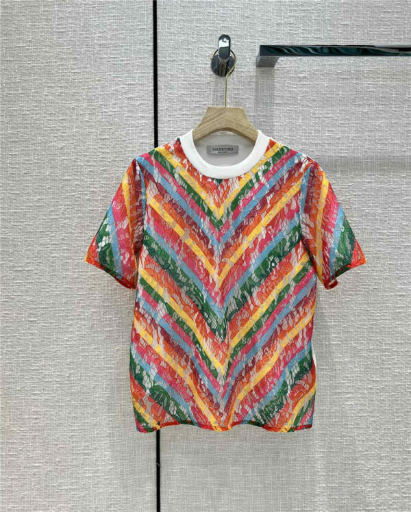 valentino rainbow lace short-sleeved top