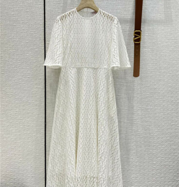 valentino ruffle sleeve white lace maxi dress