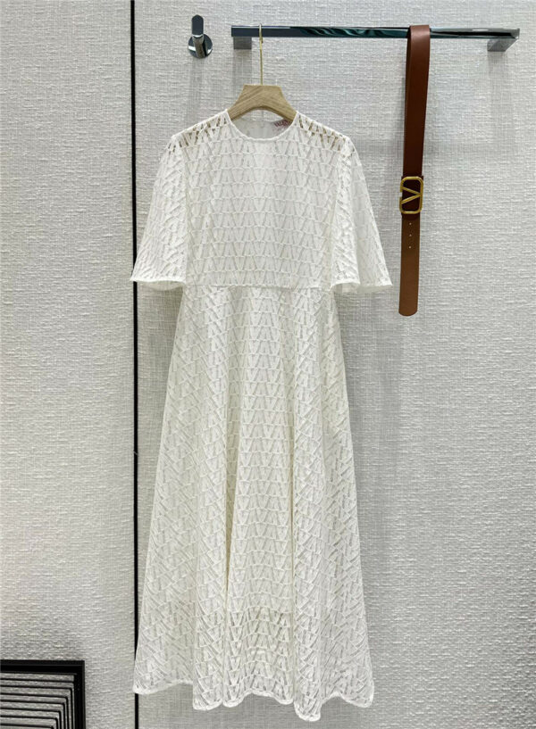 valentino ruffle sleeve white lace maxi dress
