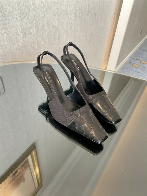 gucci gg canvas high heel sandals