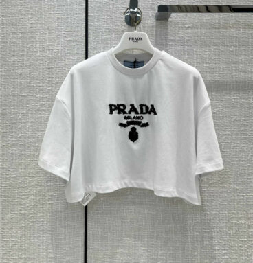 prada logo cropped t shirt