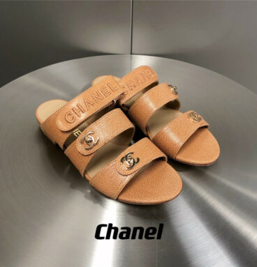 chanel velcro button slippers