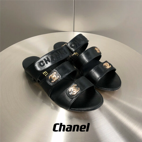 chanel velcro button slippers