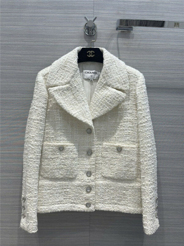 chanel white lapel coat
