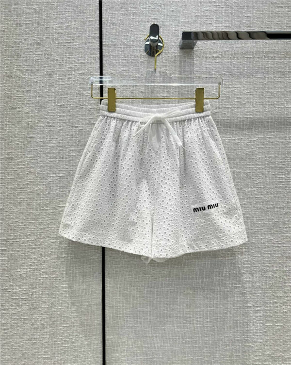 miumiu cutout embroidered white shirt shorts