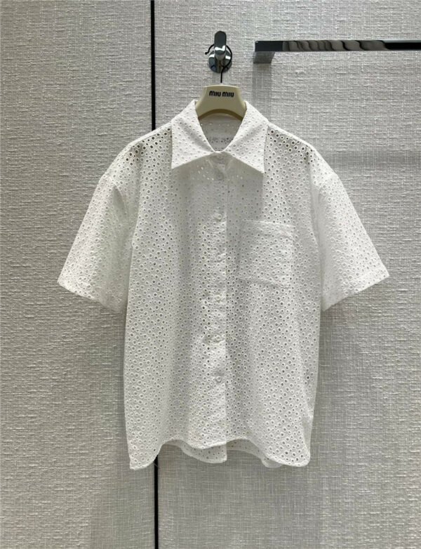 miumiu cutout embroidered white shirt