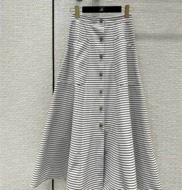 chanel long striped skirt