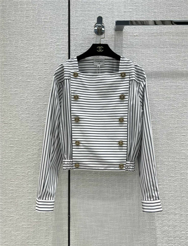 chanel striped button-down shirt